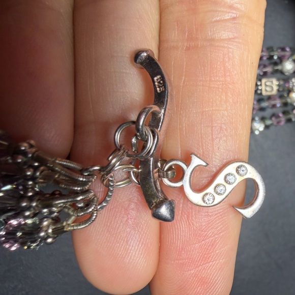 Vintage SJC (Sundancer) "Saki" Sterling Silver & Glass Beaded Toggle Bracelet - Picture 8 of 15